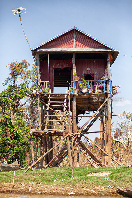 Kampong Phluk漂浮村庄的棚屋